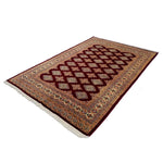 パキスタン絨毯 ラホール産 ウール 幾何学文様 赤系カラー