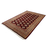 パキスタン絨毯 ラホール産 ウール 幾何学文様 赤系カラー