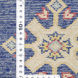 ネイビー地に二種類のひし形模様が規則的に並んだラホール産手織りパキスタン絨毯