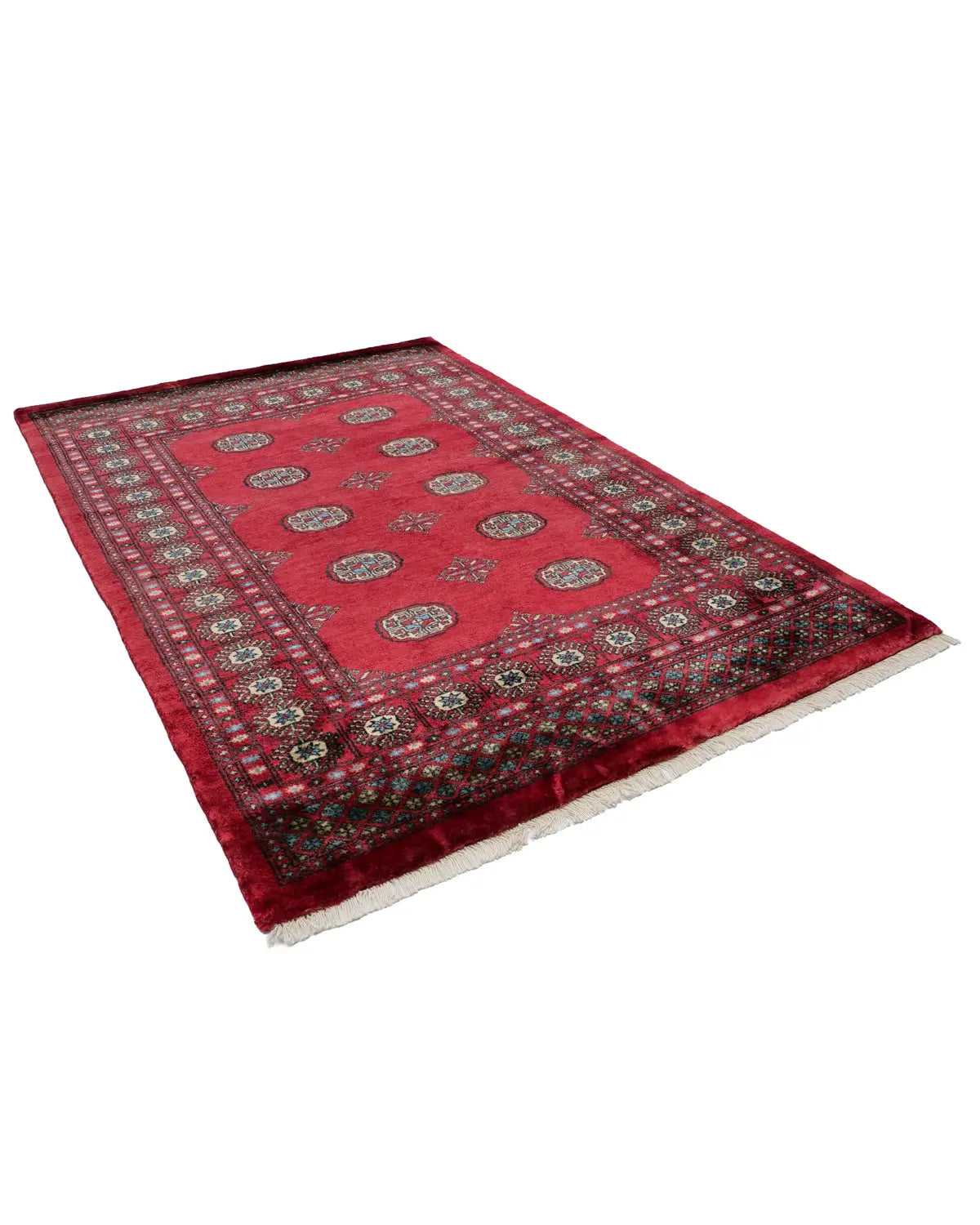 パキスタン絨毯 146×215cm 赤 リビング 手織り｜SATHI RUGS