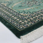 高密度ウールで織られたラホール産パキスタン絨毯 グリーン系