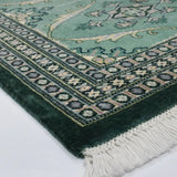 高密度ウールで織られたラホール産パキスタン絨毯 グリーン系