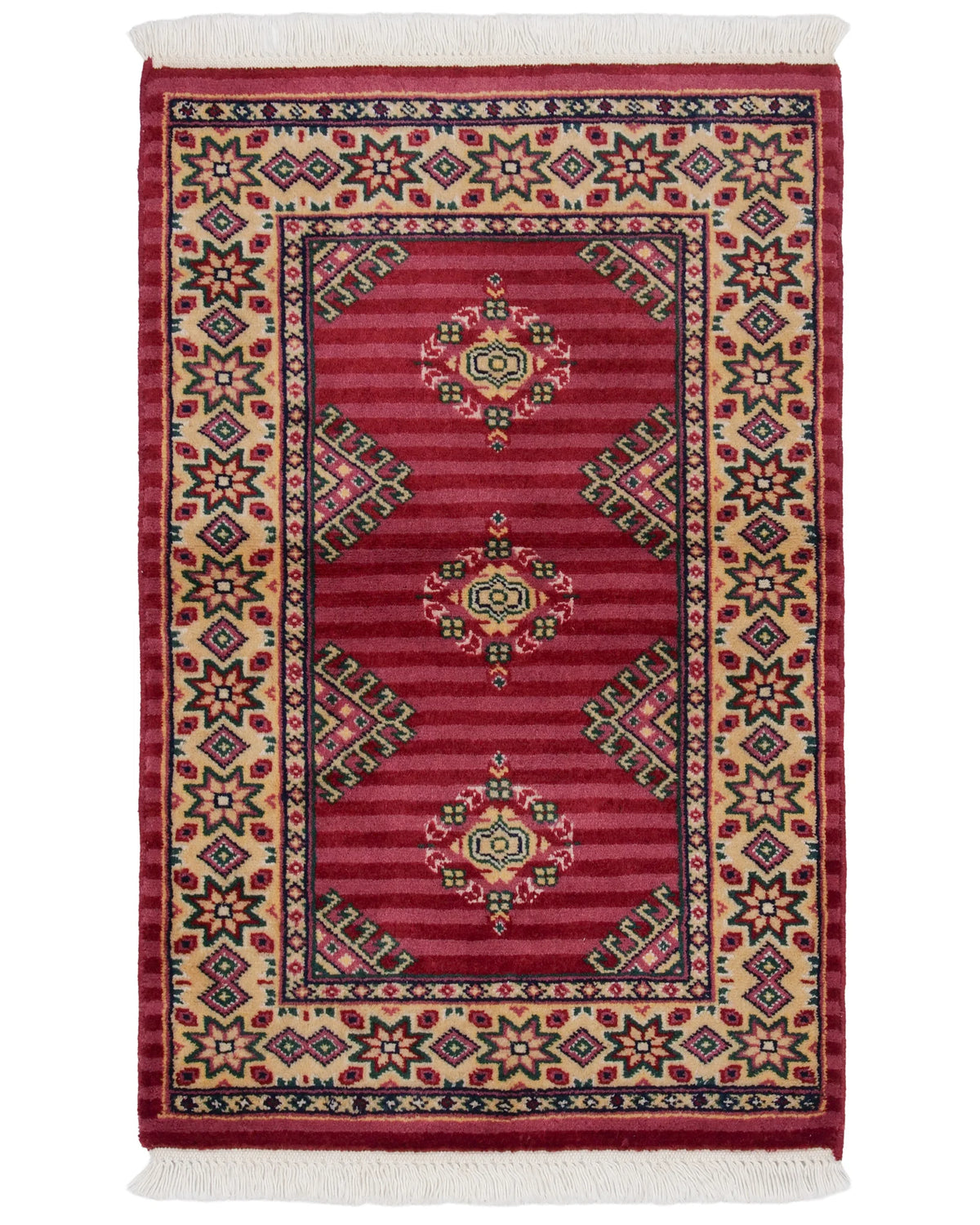 パキスタン絨毯 64×95cm 赤 玄関マット 手織り｜SATHI RUGS