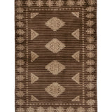 ラホール産 パキスタン絨毯 61x94cm ジャルダール柄 ウール製 手織りラグ 茶系 ストライプ入り モダンなデザイン