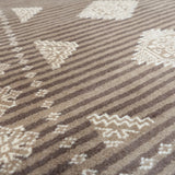 ラホール産 パキスタン絨毯 61x94cm ジャルダール柄 ウール製 手織りラグ 茶系 ストライプ入り モダンなデザイン