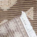 ラホール産 パキスタン絨毯 61x94cm ジャルダール柄 ウール製 手織りラグ 茶系 ストライプ入り モダンなデザイン