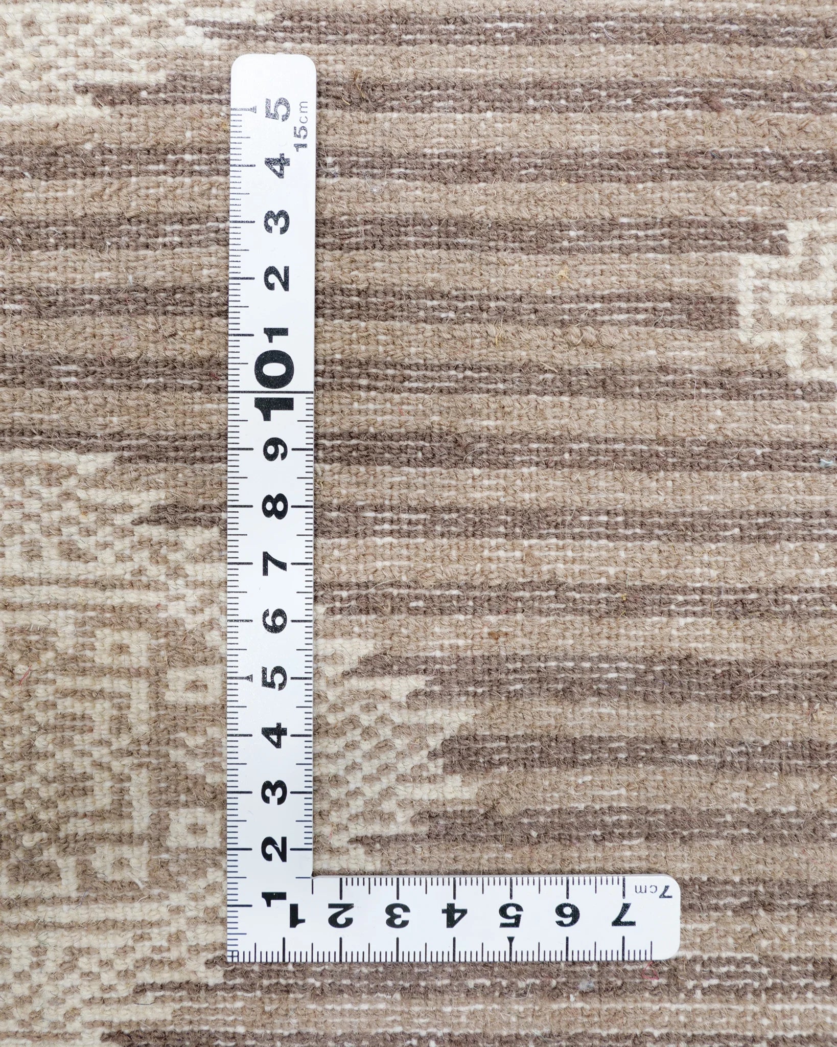 ラホール産 パキスタン絨毯 61x94cm ジャルダール柄 ウール製 手織りラグ 茶系 ストライプ入り モダンなデザイン