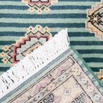 パキスタン絨毯 72×115cm｜ウール・幾何学模様×ストライプ モダン ラグ 手織り 玄関マット