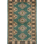 パキスタン絨毯 72×115cm｜ウール・幾何学模様×ストライプ モダン ラグ 手織り 玄関マット