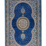 クム産シルクの手織りペルシャ絨毯玄関マット