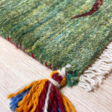 玄関マット 緑 ギャッベ ペルシャ絨毯