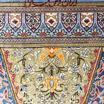クム産シルクの手織りペルシャ絨毯の詳細