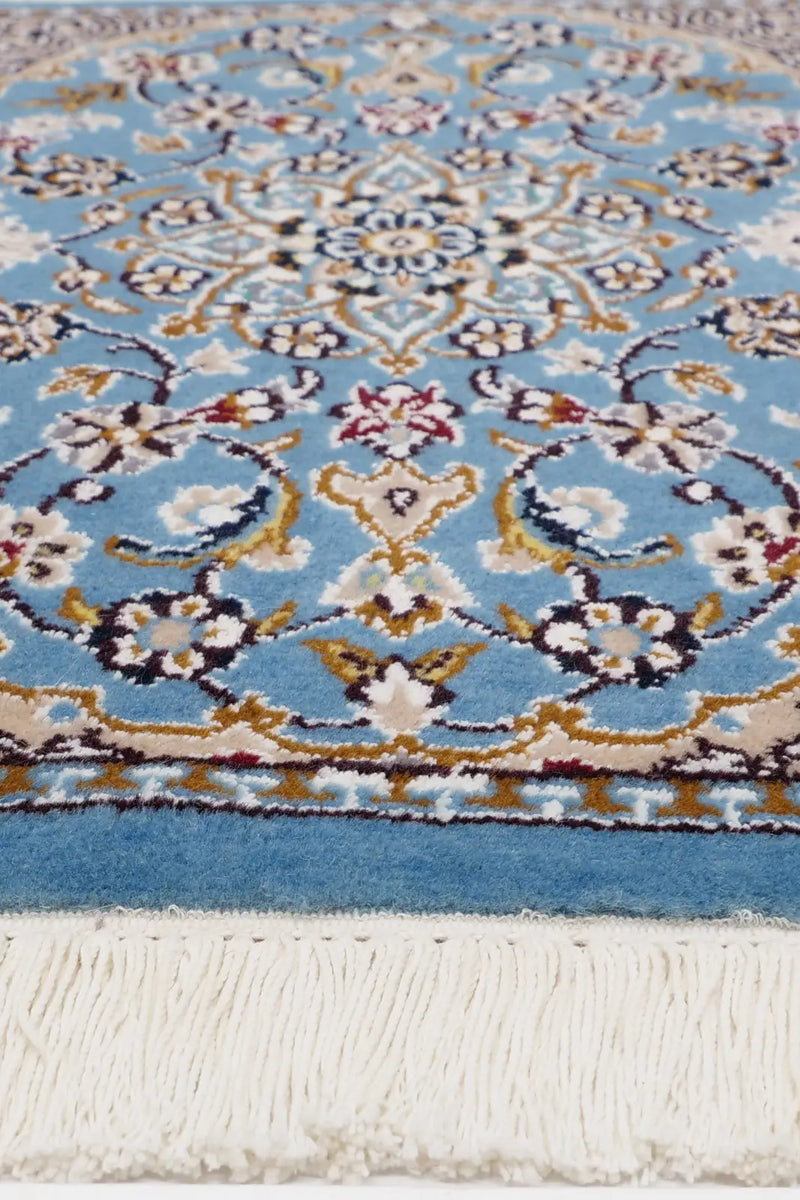 ナイン産 ペルシャ絨毯(40x60cm)ウール&シルク | 青【絨毯専門店】