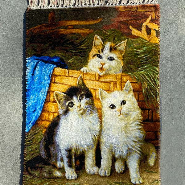 ペルシャ絨毯(36x50cm)猫 タペストリー 壁掛け【絨毯専門店】