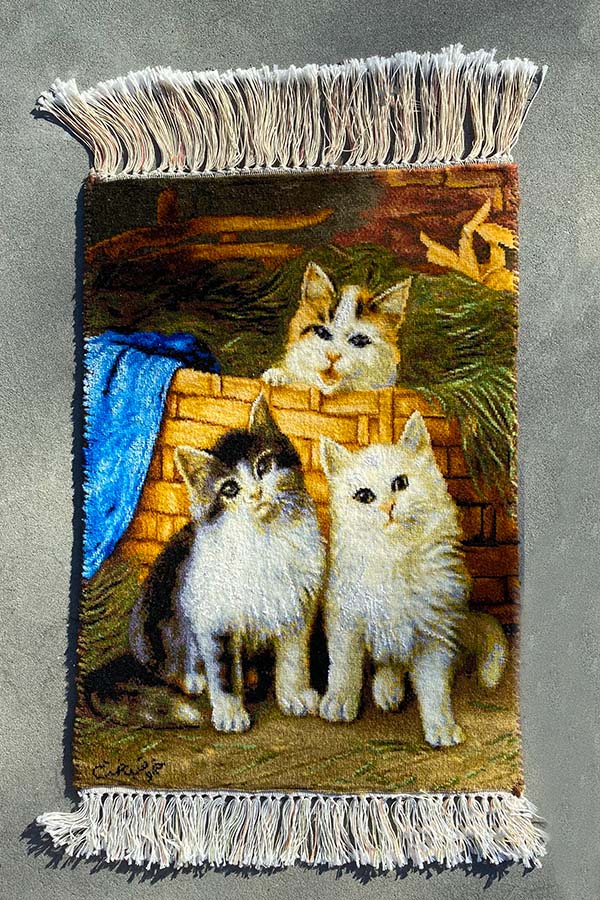 ペルシャ絨毯タペストリー 猫