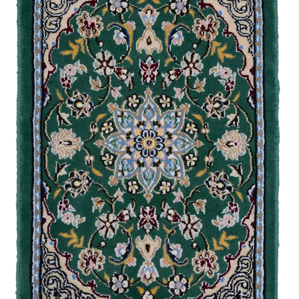 手織りペルシャ絨毯 ナイン産(40x60cm)鮮やかな緑色【絨毯専門店】