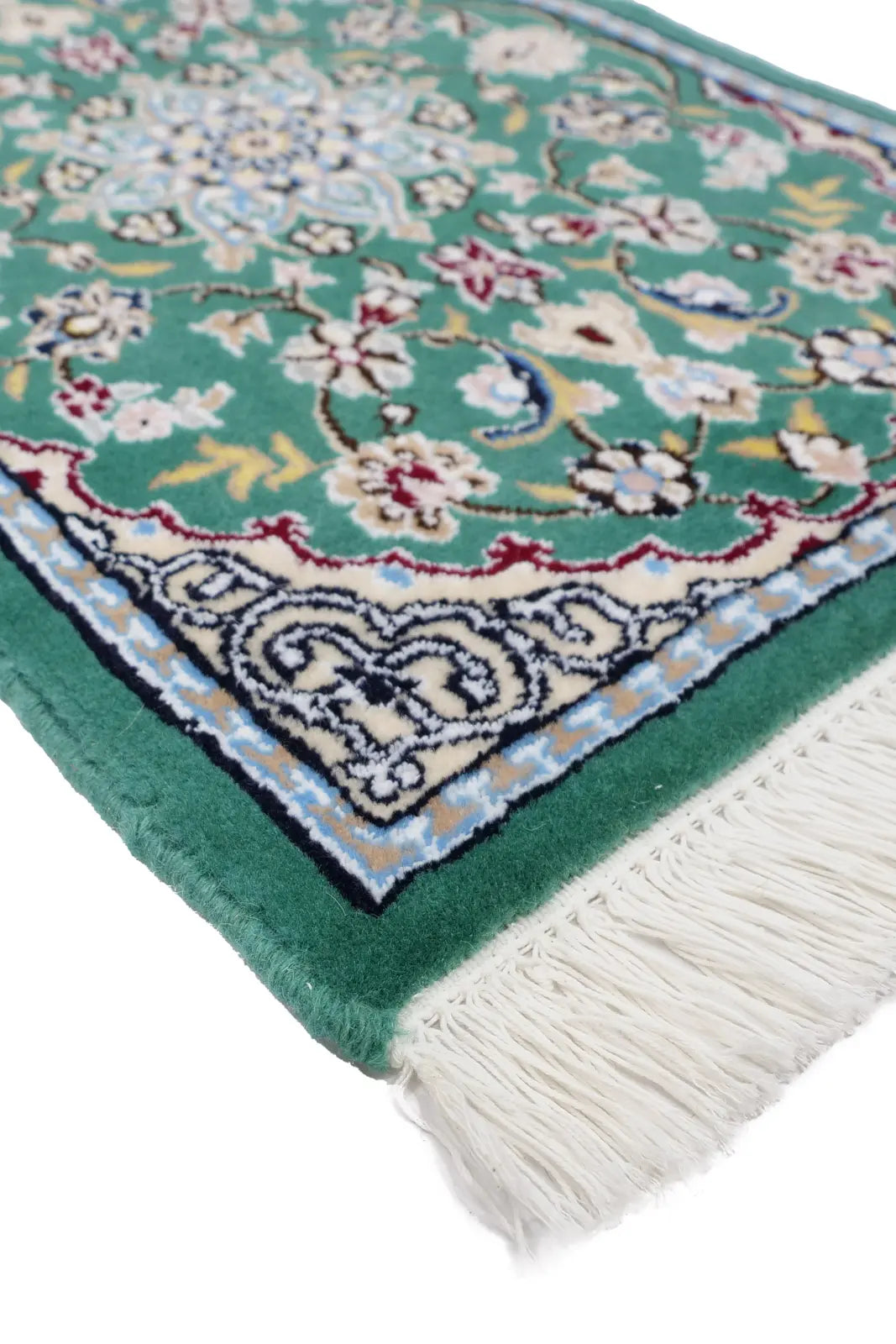 ペルシャ絨毯 ナイン産 ウール 40×60cm 緑 玄関マット 手織り|SATHI RUGS ペルシャ絨毯 ナイン産 ウール 40×60cm 緑 玄関マット 手織り|SATHI RUGS