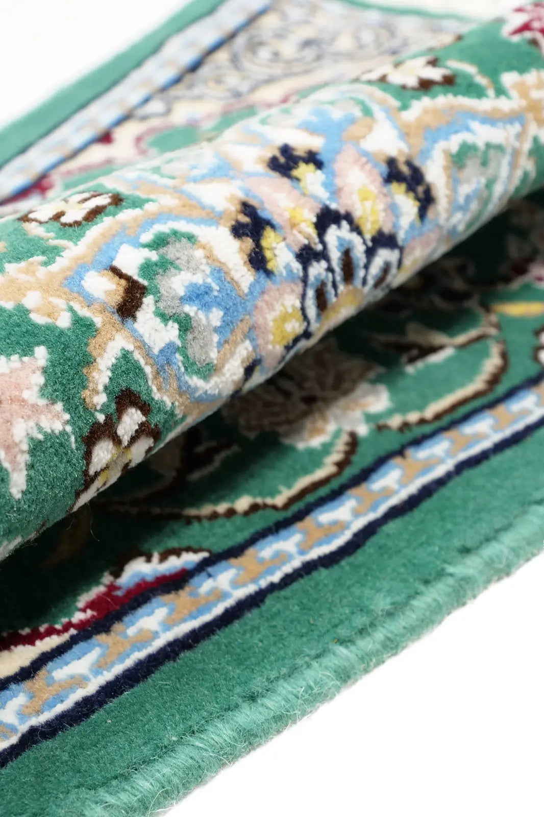 ペルシャ絨毯 ナイン産 ウール 40×60cm 緑 玄関マット 手織り|SATHI RUGS ペルシャ絨毯 ナイン産 ウール 40×60cm 緑 玄関マット 手織り|SATHI RUGS