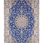 ペルシャ絨毯 ナイン ウール 白&青