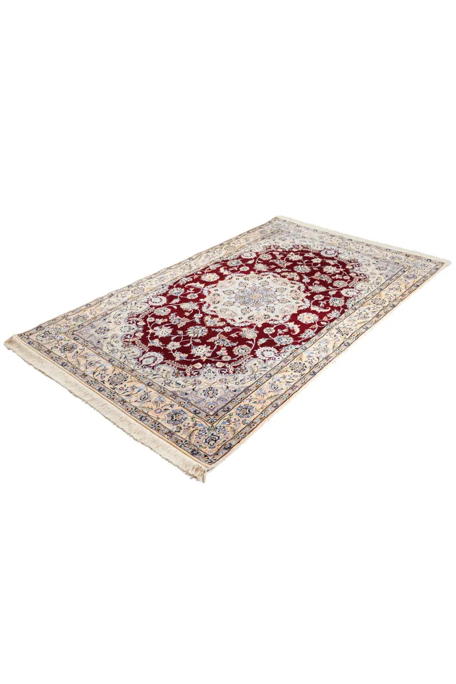 ペルシャ絨毯 ナイン産 ウール 155×255cm 赤 リビング 手織り｜SATHI RUGS