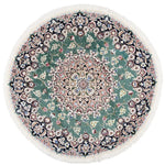 ペルシャ絨毯 ナイン 円形 緑