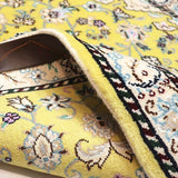 ペルシャ絨毯 ウール 玄関マット 黄色 ナイン産