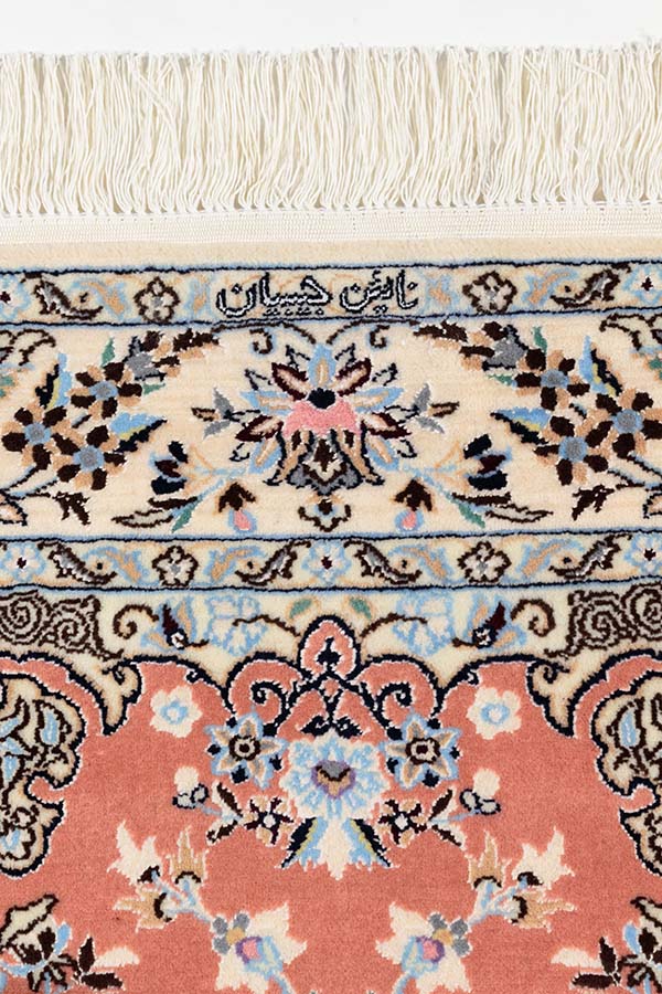 ナイン産 ペルシャ絨毯(120x175cm)ハビビアン工房 ピンク【絨毯専門店】