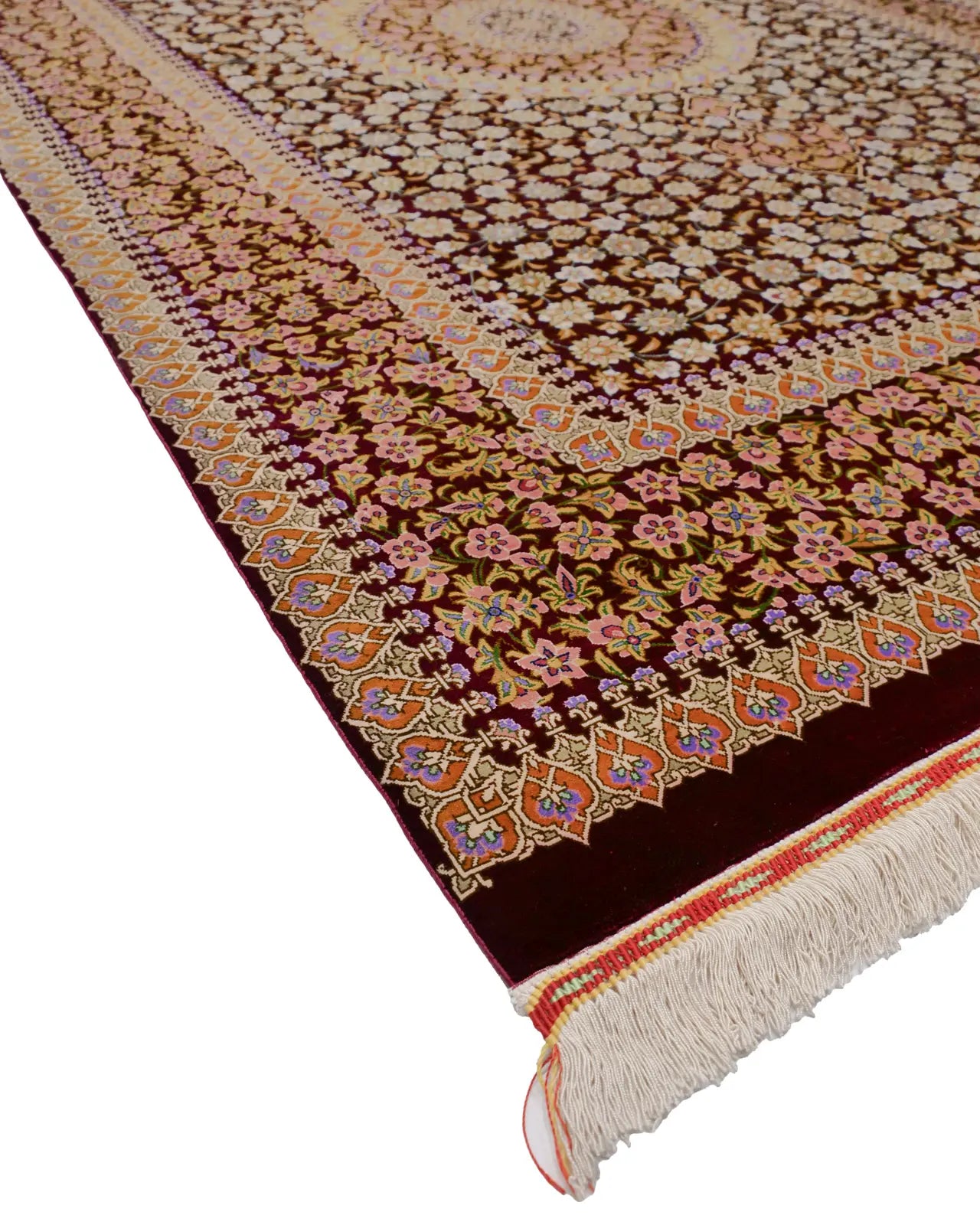 ペルシャ絨毯 クム産 ファタヒ工房 シルク 約130cm x 200cm|SATHI RUGS ペルシャ絨毯 クム産 ファタヒ工房 シルク 約130cm x 200cm|SATHI RUGS