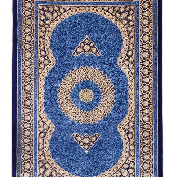 ペルシャ絨毯 クム産 アミニ工房 シルク 約58cm x 88cm