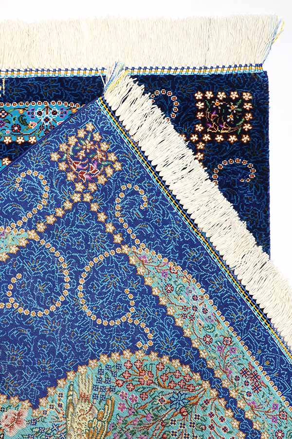 ペルシャ絨毯 クム ブルー