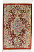 ペルシャ絨毯 クム産 レザイ工房 シルク 約58×90cm