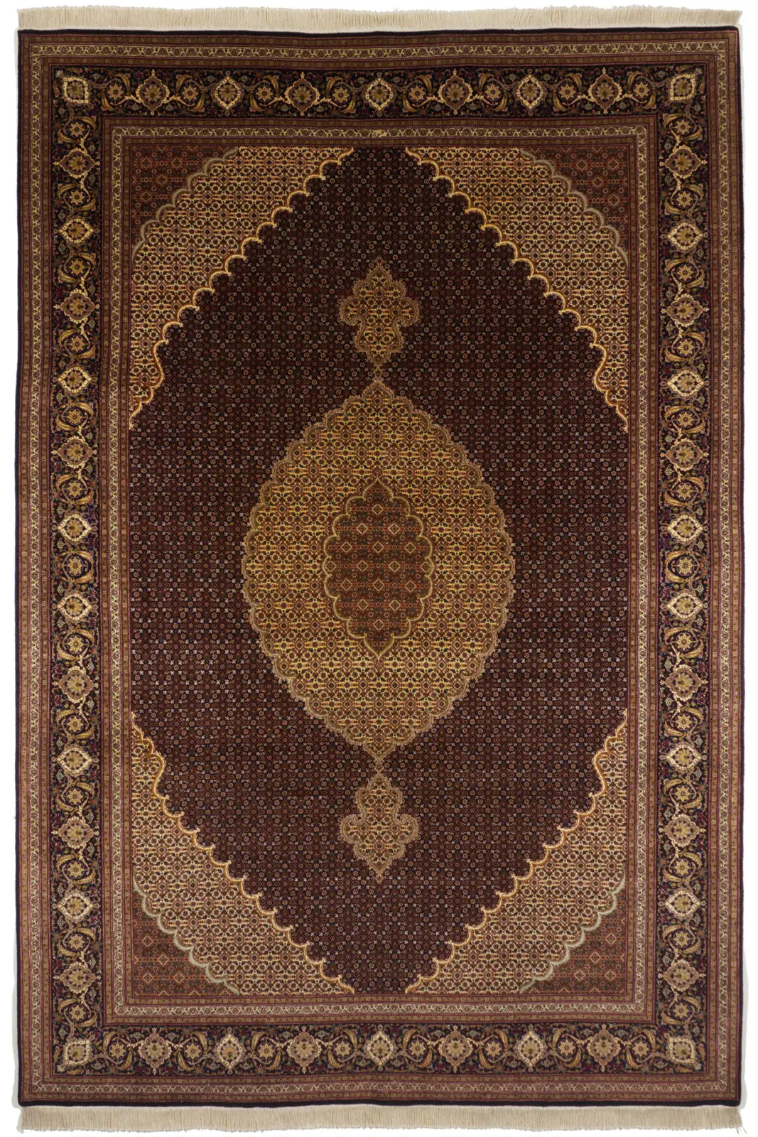 ペルシャ絨毯 タブリーズ産 ウール 205×301cm 茶 リビング 手織り ペルシャ絨毯 タブリーズ産 ウール 205×301cm 茶 リビング 手織り