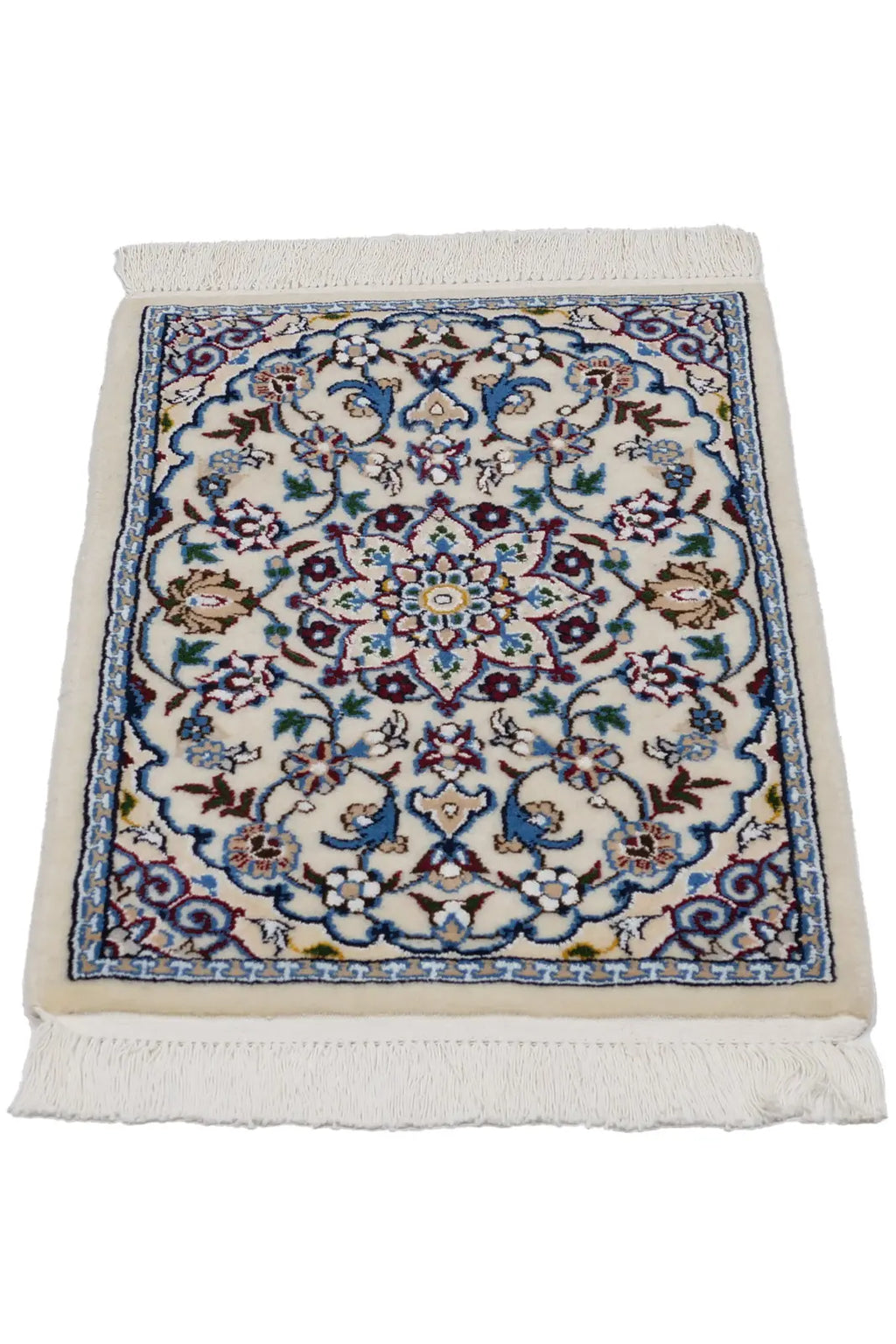 使い勝手の良い 手織りシルク入り高級ペルシャ絨毯/ナイン産美しい色柄 