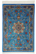 ペルシャ絨毯 クム産 ラジィヤン工房 シルク 約80×123cm