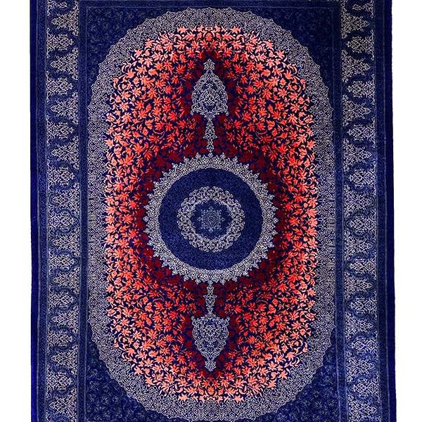 ペルシャ絨毯(80x117cm)シルク クム 紫 玄関マット【絨毯専門店】