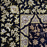 ペルシャ絨毯 クム産 ムサヴィ工房 シルク ネイビー 紺 玄関マット