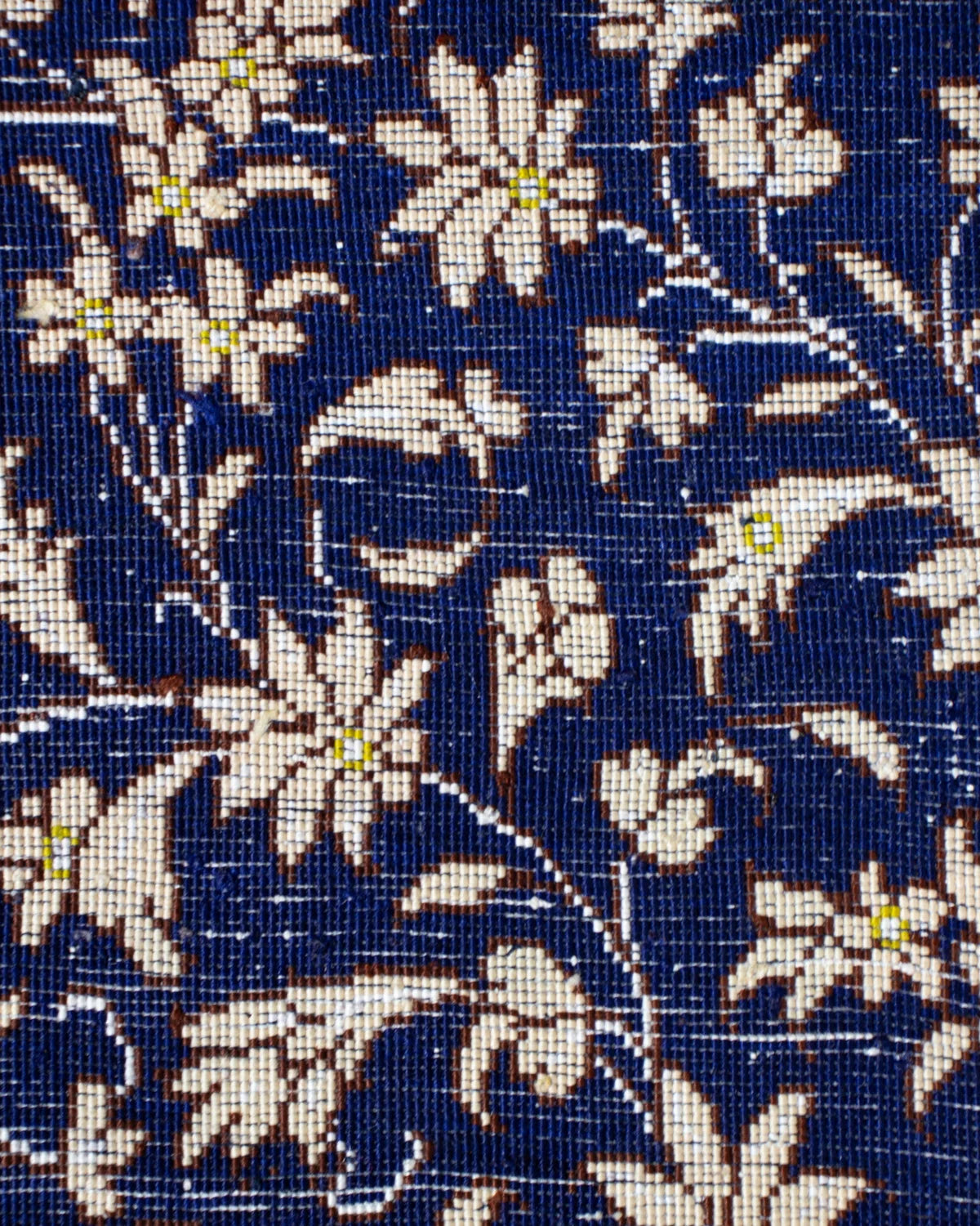 ペルシャ絨毯 クム産 ムサヴィ工房 シルク ネイビー 紺 玄関マット