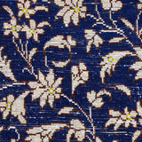 ペルシャ絨毯 クム産 ムサヴィ工房 シルク ネイビー 紺 玄関マット