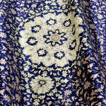 ペルシャ絨毯 クム産 ムサヴィ工房 シルク ネイビー 紺 玄関マット