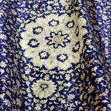 ペルシャ絨毯 クム産 ムサヴィ工房 シルク ネイビー 紺 玄関マット