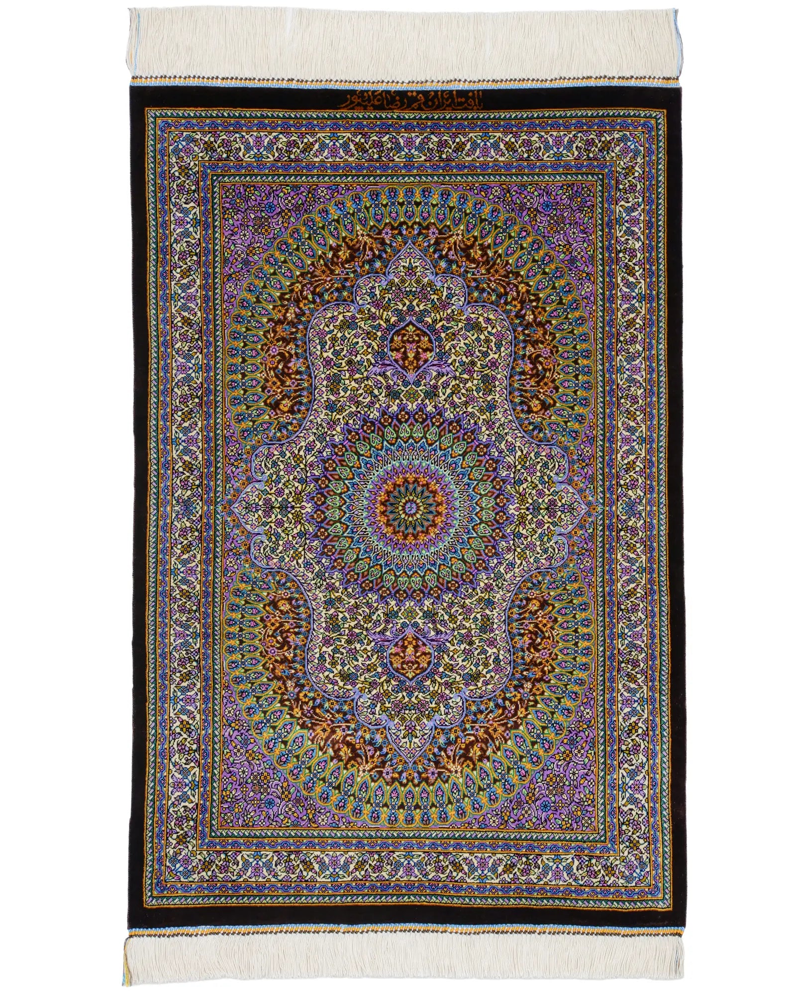 クム産シルク絨毯 アリプール工房 約60×90cm 俯瞰