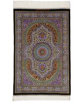 クム産シルク絨毯 アリプール工房 約60×90cm 俯瞰