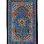 クム産シルク絨毯 アリプール工房 約60×90cm ブルー 俯瞰