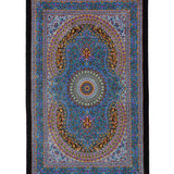 クム産シルク絨毯 アリプール工房 約60×90cm ブルー 俯瞰