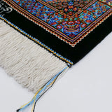 ペルシャ絨毯 クム産シルク アリプール工房 約60×90cm ブルー 全体