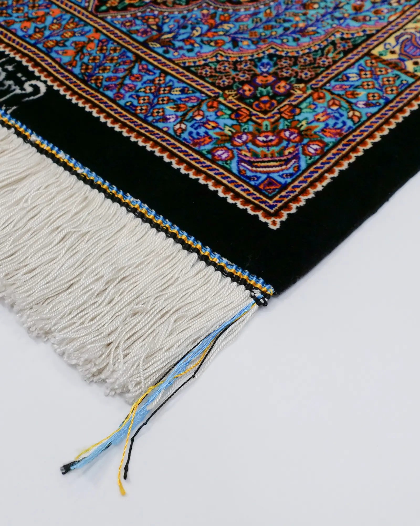 ペルシャ絨毯 クム産シルク アリプール工房 約60×90cm ブルー 全体