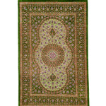 クム産シルク絨毯 ムサビ工房 約60×90cm グリーン 俯瞰