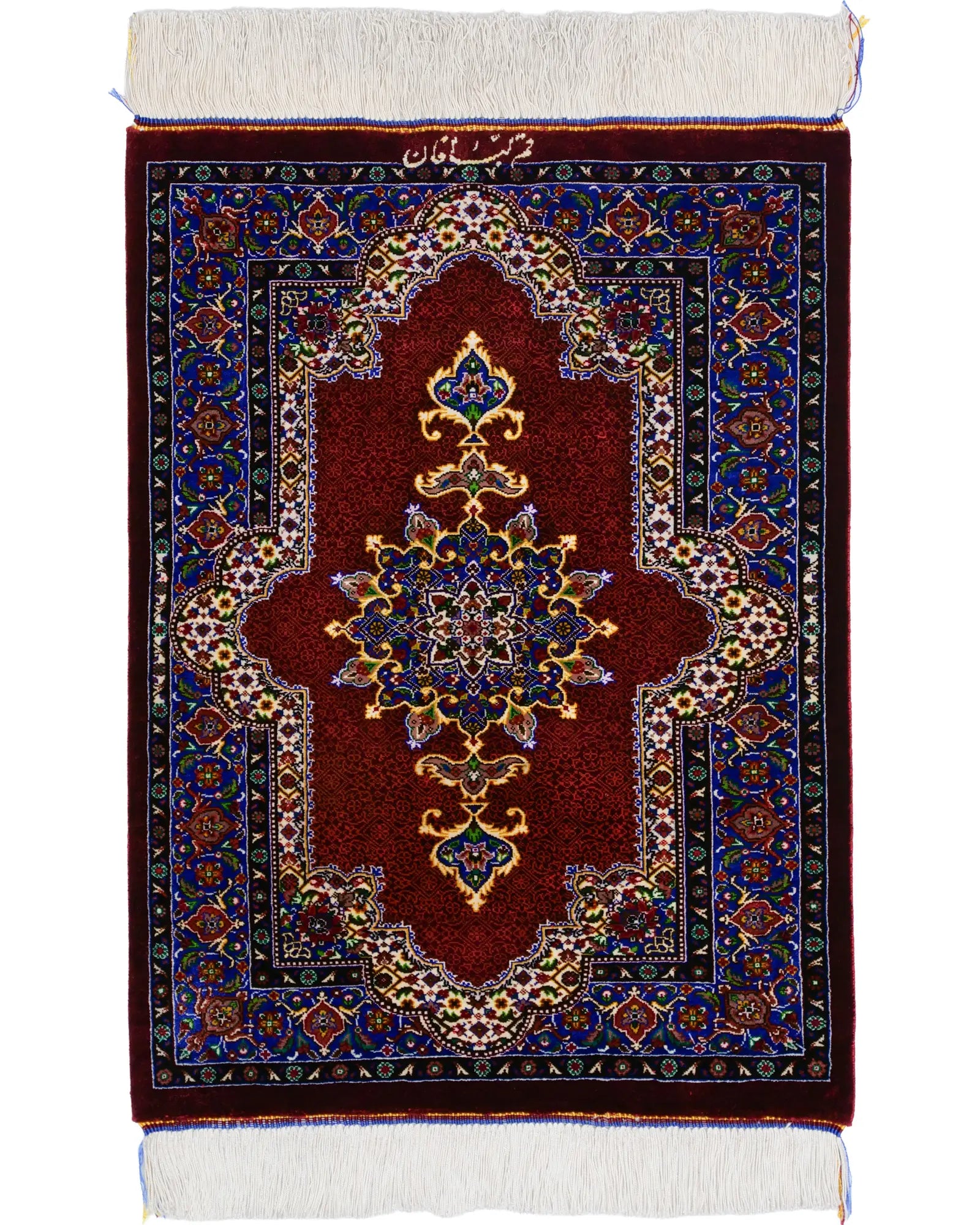 ペルシャ絨毯 クム産 ラバファン工房 シルク 50×67cm 赤 玄関マット ペルシャ絨毯 クム産 ラバファン工房 シルク 50×67cm 赤 玄関マット