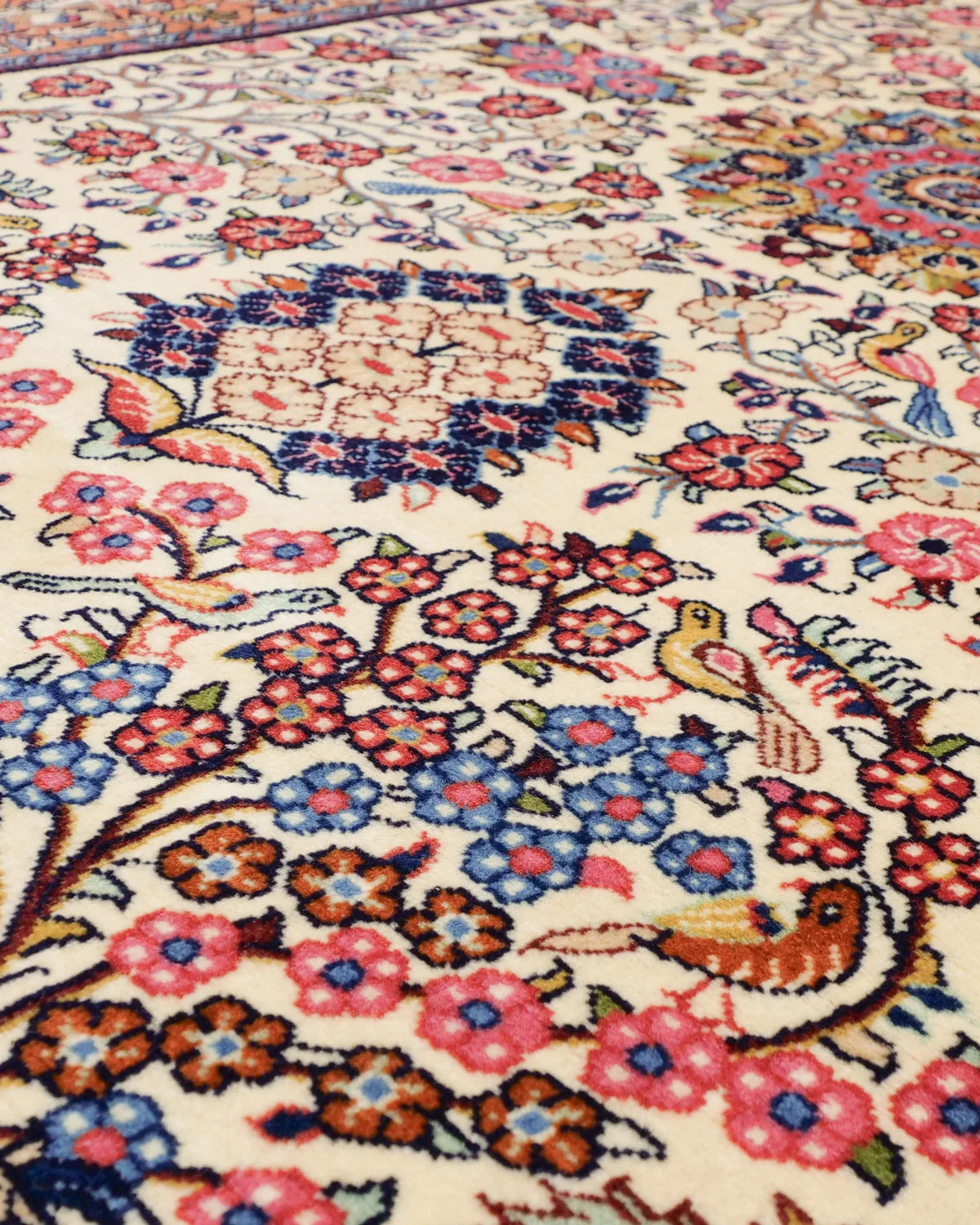 アンティーク ペルシャ絨毯 サルーク産 約138×215cm｜手織り 鹿と鳥の庭園図