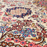 アンティーク ペルシャ絨毯 サルーク産 約138×215cm｜手織り 鹿と鳥の庭園図